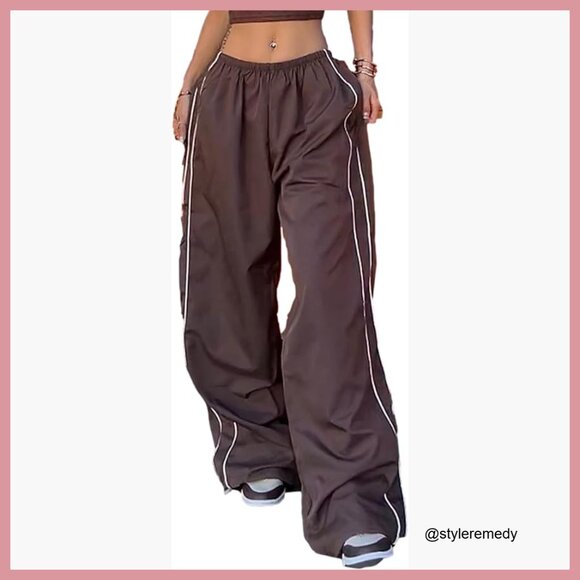 Pants - Polyester Sweatpants with Elastic Waist Wide Leg Track Pants